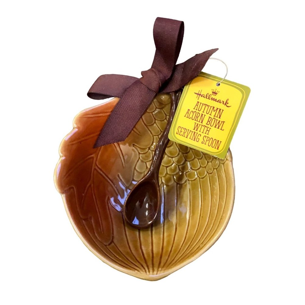 Hallmark Autumn Acorn Bowl with Serving Spoon - New Small
